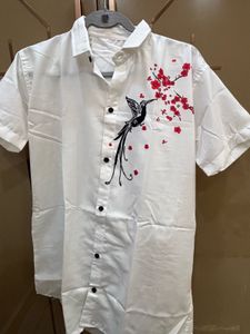 White Bird Print Shirt