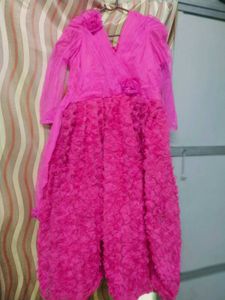 Pink Party Dress with Floral Detail and one small