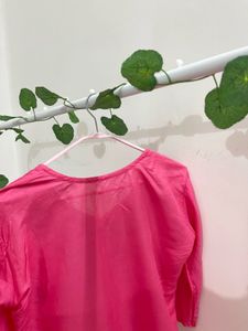 Pink Embroidered Kurti Top