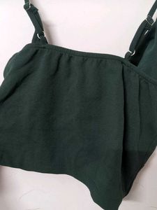 Green Twist-Front Crop Top