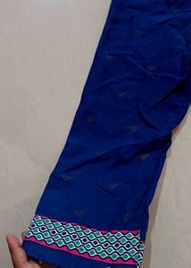 Price Drop! Royal Blue Pure Cotton Kurta Stitched