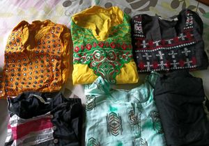 Mixed Kurti Bundle With Pant - Size Medium