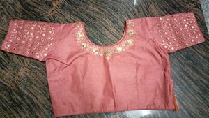 Stitched Mirror Work Rust Blouse.