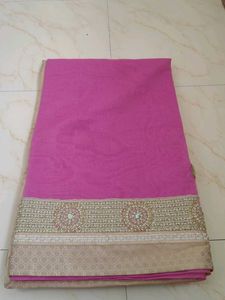 Pink Saree With Original mirror and moti work