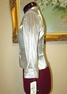 Satin White Ruched Button-Up Top