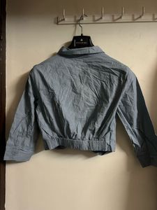 Blue Knotted Crop Top