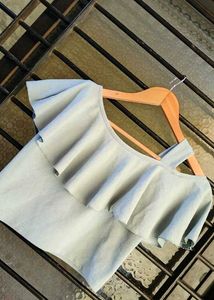 Ruffle One-Shoulder Crop Top