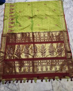 Green & Gold Embellished Saree