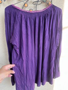 Purple Lace Trim Long Sleeve Top
