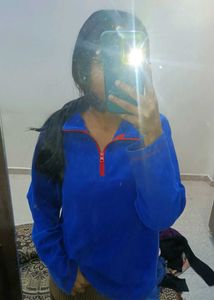 Blue Pullover with Red Zip