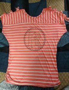 Striped Tie-Shoulder Top