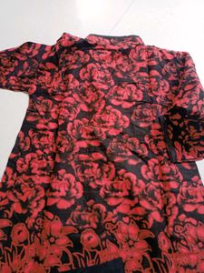 Red Floral Kurta Set
