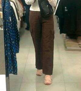 Brown Wide Leg Cargo Pants