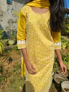 New lime green kurta set(size~L)🌻