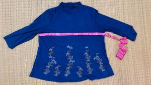 Blue Embroidered Top