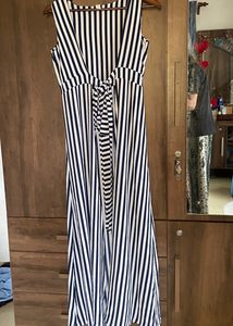 White And Blue Strips Long Shrug