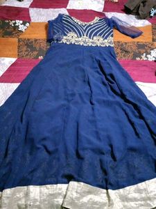 Elegant Blue &amp; Gold Anarkali