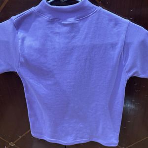 Lavender Zip Ribbed Top