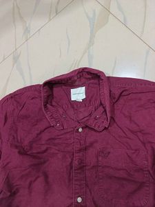 American Eagle Burgundy Button-Down Shirt
