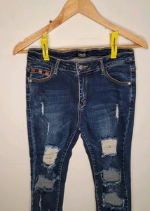 DOLCE &amp; GABBANA- EXTREME DISTRESSED DENIM BLUE JEANS FOR WOMEN