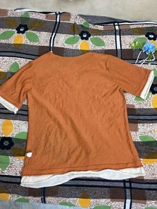 Orange &amp; White Tee