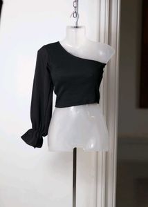 One-Shoulder Black Top