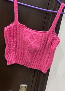 Pink Knit Crop Top