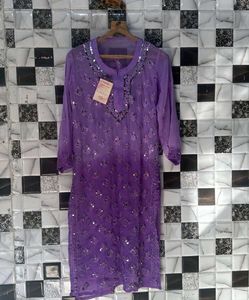 Mirror Work Chickenkari Kurta Set