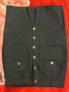 Black Button Down Pencil Skirt