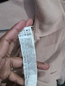 Zara Ribbed Crop Polo Top Size S