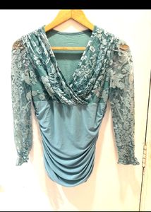 Lace Detail Ruched Tops