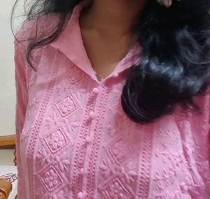 Pink Embroidered Kurta