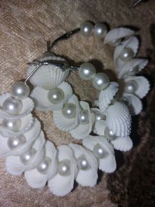 Shell &amp; Pearl Hoop Earrings