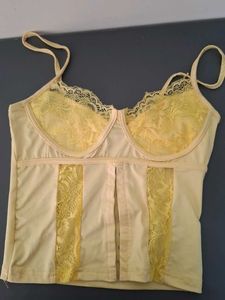 Yellow Lace Bustier Top