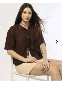 Dark Brown Tie-Front Top