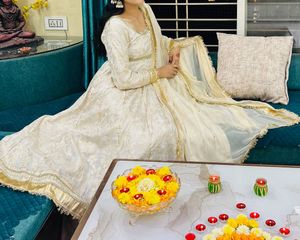 White Gold  Anarkali Kurta Set