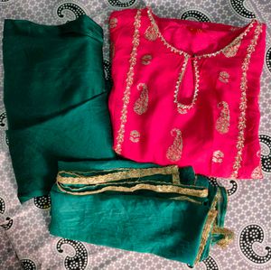 pink &amp; Green Kurta Set