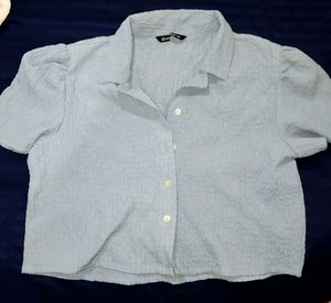 Blue Puff Sleeve Top