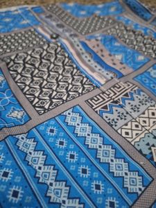Bold Blue Patchwork Print Short-Sleeve Shirt