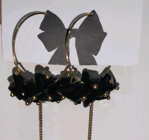 Black Floral Dangle Earrings