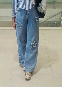 Star Cutout Wide Leg Jeans