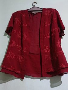 Maroon Georgette  Shrug