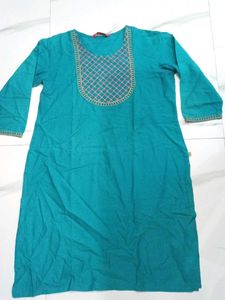 Teal Embroidered Kurti