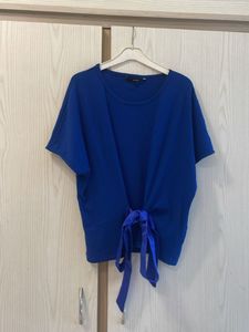 Blue Tie-Front Top