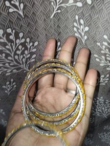 Yellow &amp; Silver Bangle Set