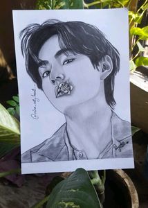 Handmade Realstic Sketch Of BTS V Or Kim Taehyung
