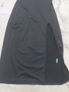 Rhinestone Slit Midi Dress