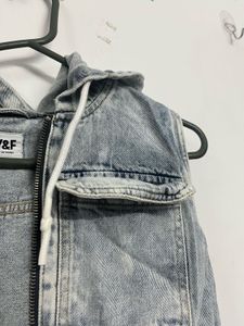 Denim Sleeveless Hoodie Vest