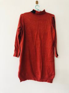 Woolen Rust Color Tunic Dress