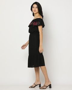 Floral Embroidered Off-Shoulder Dress